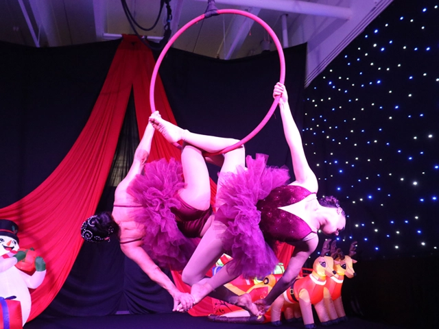 Circus performers on lyra, StepFlix Entertainment, Miami, FL.