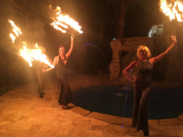 Fire dancers, StepFlix Entertainment, Miami, FL.