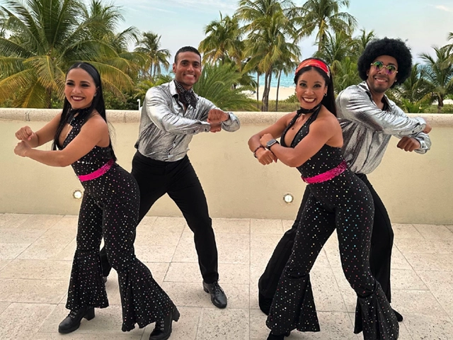 Disco dancers, show, StepFlix Entertainment, Miami, FL.