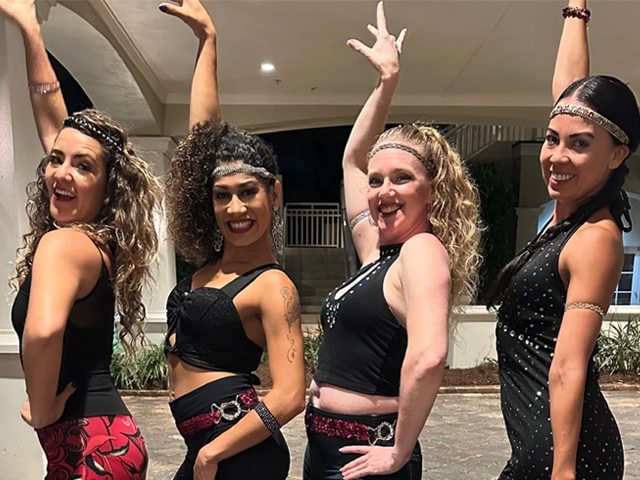 Disco dancers, show, StepFlix Entertainment, Miami, FL.