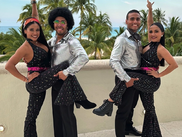 Disco dancers, show, StepFlix Entertainment, Miami, FL.