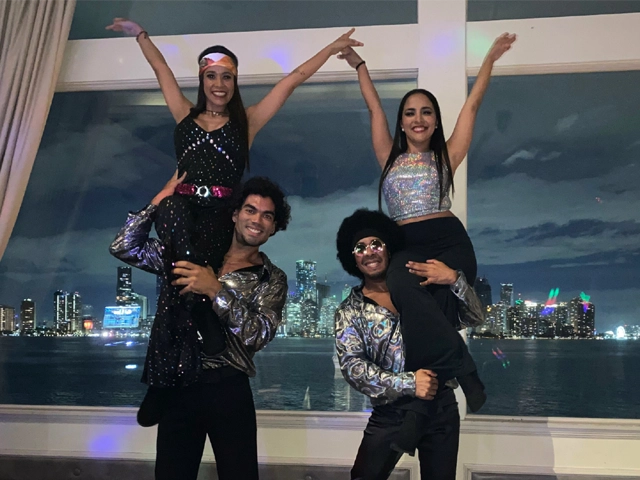 Disco dancers, show, StepFlix Entertainment, Miami, FL.