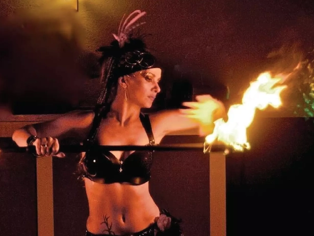 Fire dancer, show, StepFlix Entertainment, Miami, FL.